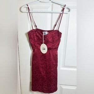 PRINCESS POLLY DIVA RED SATIN MINI DRESS — US 0